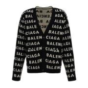 Zwarte Sweaters met Rand Balenciaga , Black , Heren