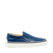 Blauwe Leren Mocassins Instappers Schoenen Tod's , Blue , Heren