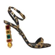 Luipaard Kristal Hak Sandalen Dolce & Gabbana , Multicolor , Dames