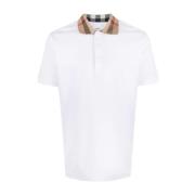 Witte Polo Shirt met Burberry Check voor Heren Burberry , White , Here...