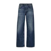 Wide Jeans Straight Cut Faded Blue Burberry , Blue , Heren