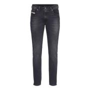 Slim Fit Zwarte Denim Jeans Diesel , Black , Heren