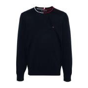 Blauwe Crew Neck Gebreide Trui Tommy Hilfiger , Blue , Heren