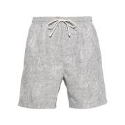 Bandana Print Zwemshorts Brunello Cucinelli , Gray , Heren