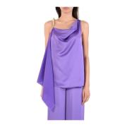 Asymmetrische Satijnen Top met Metalen Band Simona Corsellini , Purple...