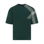 Groene Katoenen T-shirt Ronde Hals Burberry , Green , Heren