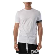 Katoenen T-shirt met logoband Dsquared2 , White , Heren