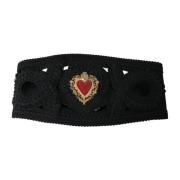 Zwart Canvas Versierde Taille Riem Dolce & Gabbana , Black , Dames