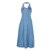 Denim Midi Jurk met Knopen Liu Jo , Blue , Dames