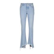 Bleach Twist Flared Jeans Off White , Blue , Dames