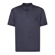 Blauwe Wol Polo Shirt Korte Mouw Brioni , Blue , Heren