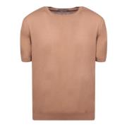 Bruin Katoenen T-Shirt Ronde Hals Regular Fit Tagliatore , Brown , Her...