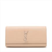 Pre-owned Leather clutches Yves Saint Laurent Vintage , Beige , Dames