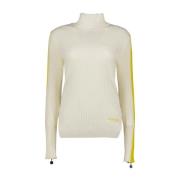 T-Neck Wollen Trui met Rits Moncler , Beige , Dames