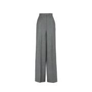 Grijze Wol Hoge Taille Wijde Pijp Broek Fendi , Gray , Dames