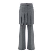 Grijze Wollen Broek met Rok Overlay Fendi , Gray , Dames