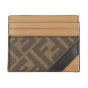 Leren kaarthouder met FF-print Fendi , Brown , Heren