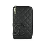 Pre-owned Leather wallets Chanel Vintage , Black , Dames