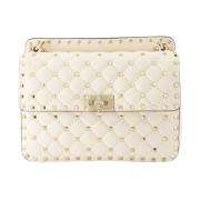 Studded Leren Tas Valentino Garavani , Beige , Dames