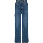 Blauwe Denim Jeans met Whiskering Effect Levi's , Blue , Heren