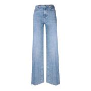 Blauwe Flared Katoenen Jeans 7 For All Mankind , Blue , Dames