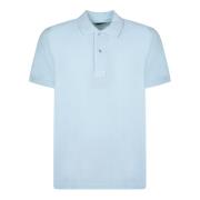 Blauw Polo Shirt Katoen Geborduurd Ss24 Tom Ford , Blue , Heren