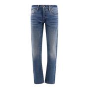 Blauwe Slim Fit Jeans met knoopsluiting Tom Ford , Blue , Heren