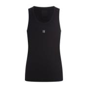 Zwarte Geribbelde Mouwloze Top 4G Logo Givenchy , Black , Dames