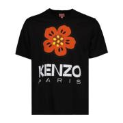 Bloemenprint T-shirt Kenzo , Black , Heren