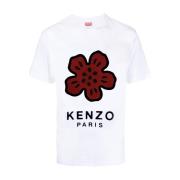 Katoen Logo Patch T-Shirt Kenzo , White , Heren
