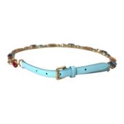 Kristal Ketting Leren Taille Riem Dolce & Gabbana , Blue , Dames