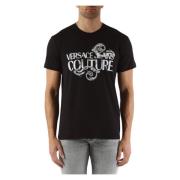 Slim Fit Katoen Logo T-shirt Versace Jeans Couture , Black , Heren