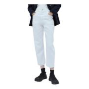 Mid Rise Cropped Jeans met Achterlogo Patch Moncler , White , Dames