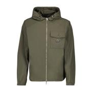 Hoge hals Hooded Jacket met rits Moncler , Green , Heren