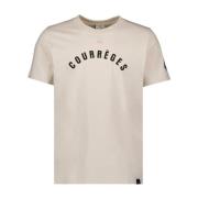 Bedrukt Logo Katoenen T-shirt Courrèges , Beige , Heren