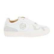 Leren Lo-Top Sneakers in Wit Philipp Plein , White , Heren