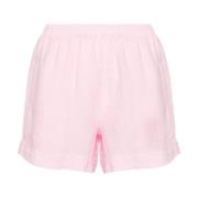 Roze Linnen Shorts met Geborduurd Logo MC2 Saint Barth , Pink , Dames