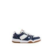 Witte Leren Tennisschoenen met Blauwe en Grijze Details Dsquared2 , Mu...