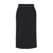 Zwarte wollen rok met zijden voering Fendi , Black , Dames