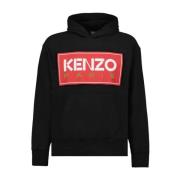 Paris hoodie met logo patch Kenzo , Black , Heren