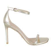 Grijze Metallic Sandalen Hoge Hak Stuart Weitzman , Yellow , Dames