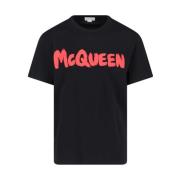 Zwart T-shirt Polos Stijlvol Alexander McQueen , Black , Heren