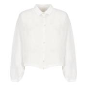 Witte Linnen Overhemd met Kraag 120% Lino , White , Dames