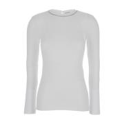 Ribgebreide Lange Mouwen T-shirt Wit Brunello Cucinelli , White , Dame...