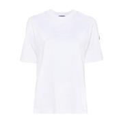Logo Katoenen T-shirt Wit Moncler , White , Dames