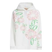 Katoenen hoodie met papavers Marni , White , Dames