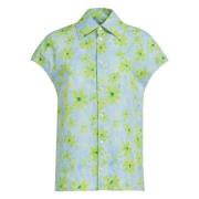 Poplin cocoon shirt met parade print Marni , Multicolor , Dames