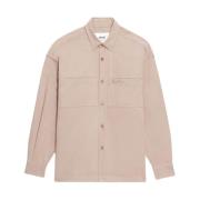 Geborduurd Logo Overshirt Beige Knoopsluiting Ami Paris , Beige , Here...