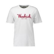Stijlvol Wit T-shirt met Geborduurd Logo Woolrich , White , Heren