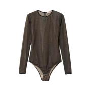 Plumetis Body in Stijlvolle Look Twinset , Black , Dames